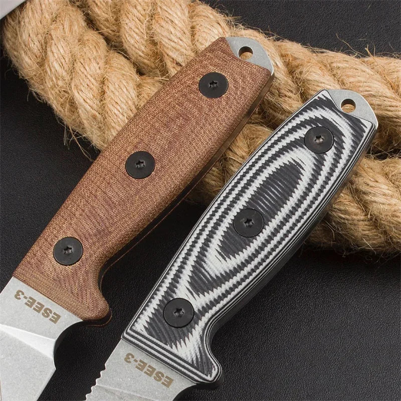 Survival EDC fixed sharp D2 blade G10 handle Kydex sheath