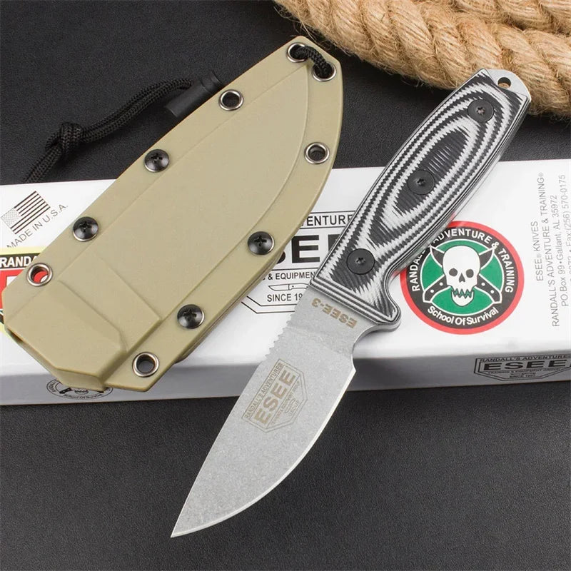 Survival EDC fixed sharp D2 blade G10 handle Kydex sheath
