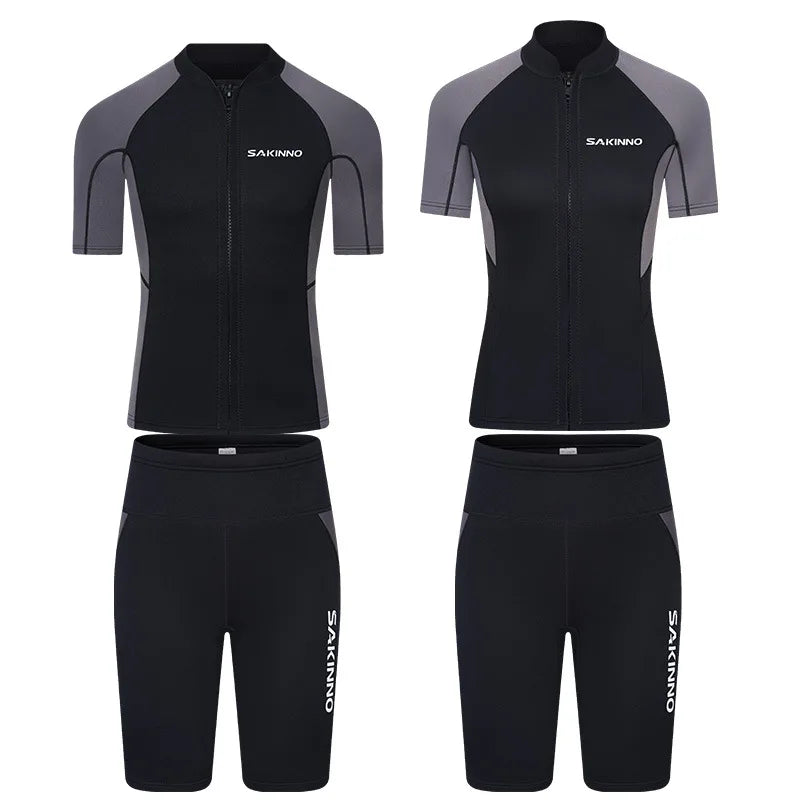 2mm Split Short Sleeve Wetsuit Men Women