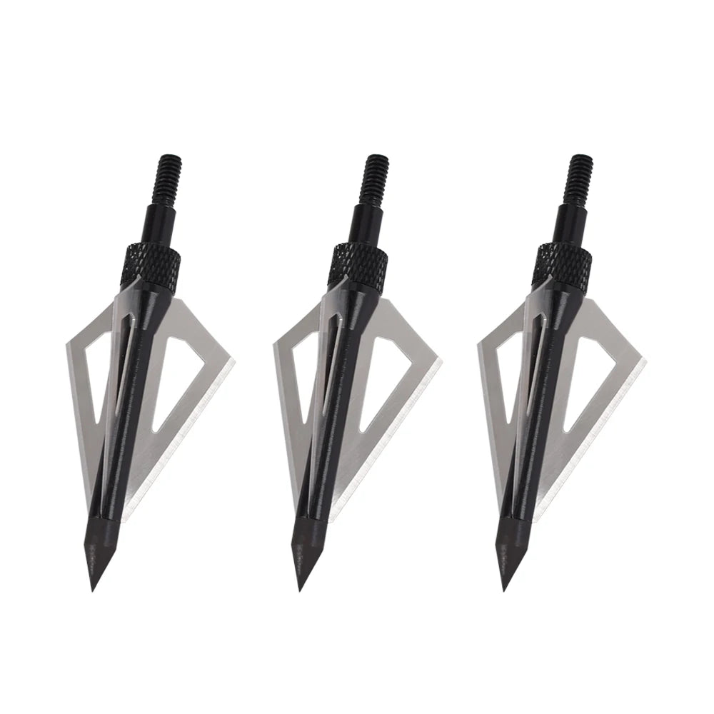 12Pcs 100 Grain Broadhead Black 3 Blades