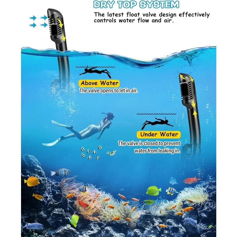 Dry Snorkel Set, Wide View, Anti-Fog