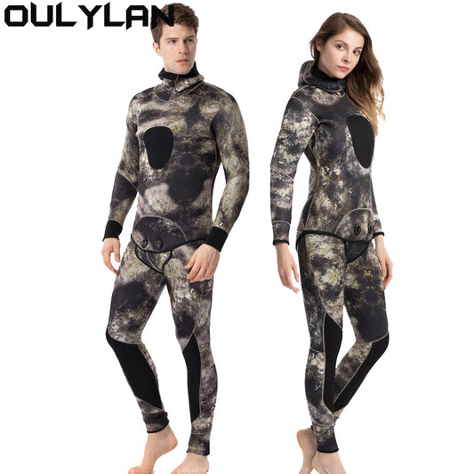 Wetsuit Men 5mm 7mm Neoprene Suit Camouflage 2pieces