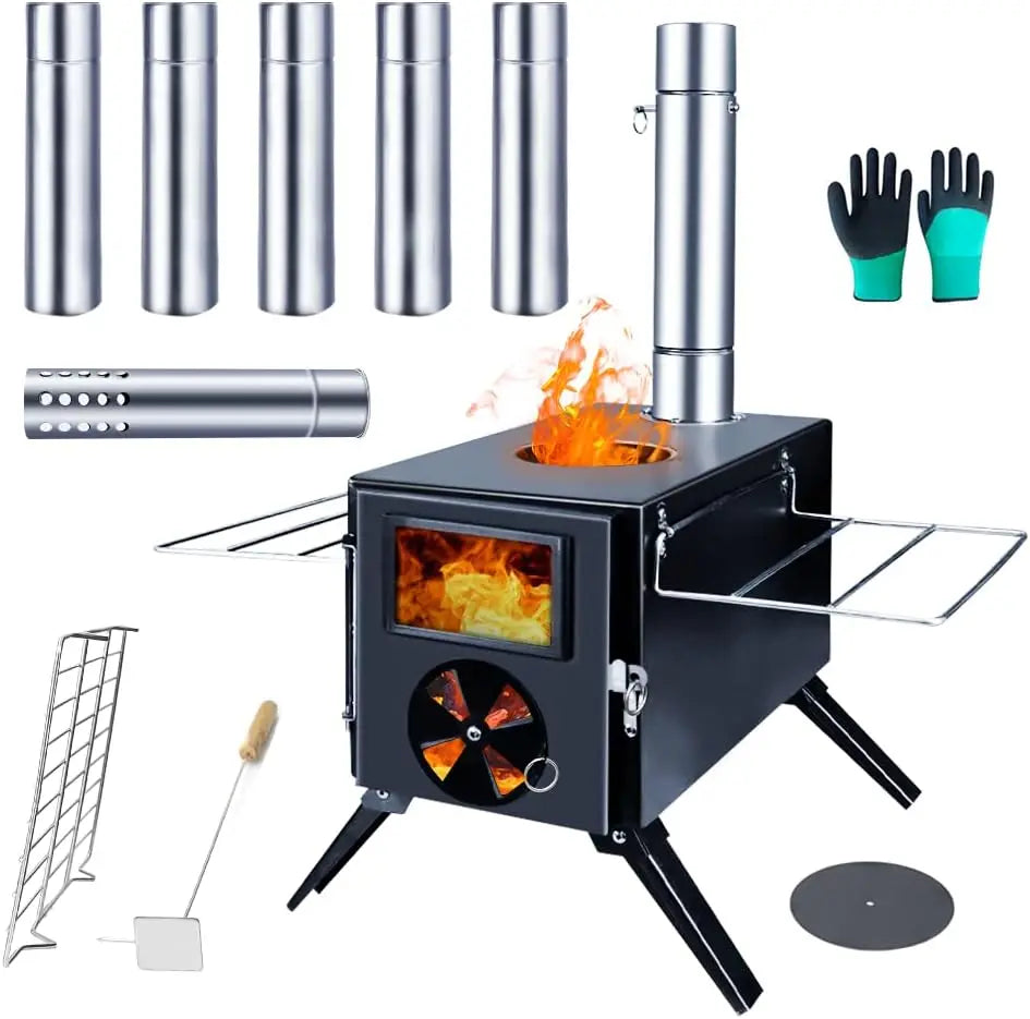 Tent Wood Burning Stoves Portable with Chimney Pipes