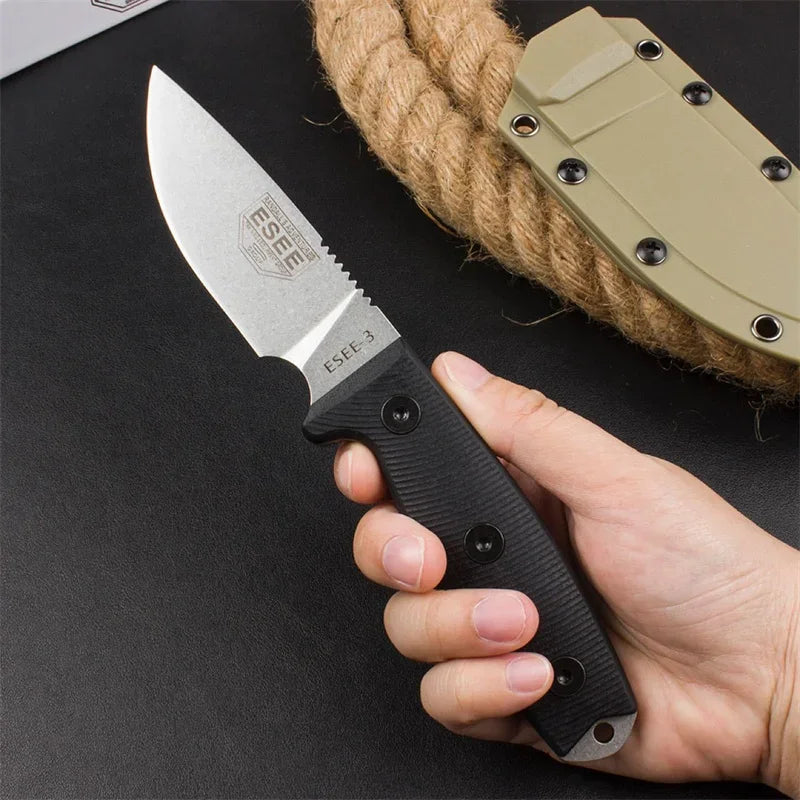 Survival EDC fixed sharp D2 blade G10 handle Kydex sheath