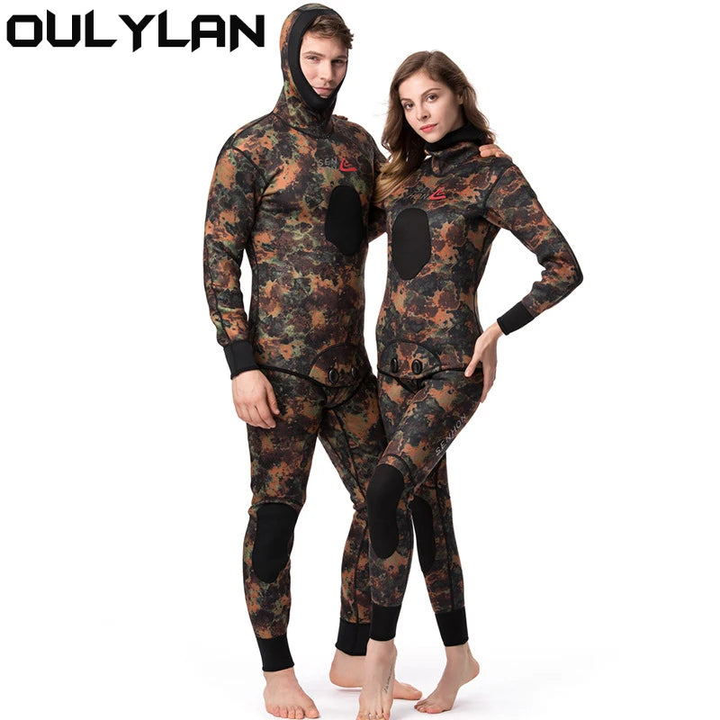 Wetsuit Men 5mm 7mm Neoprene Suit Camouflage 2pieces