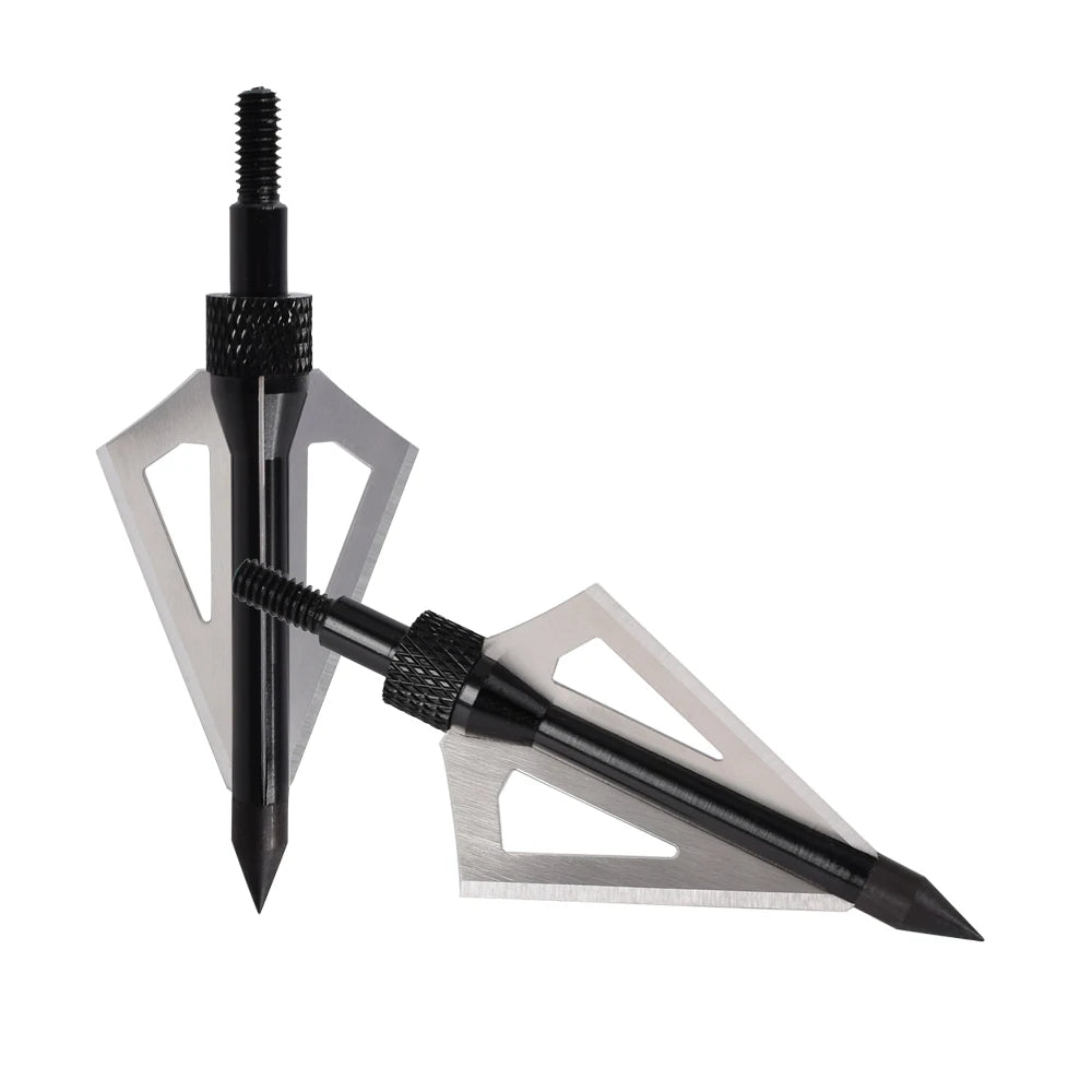 12Pcs 100 Grain Broadhead Black 3 Blades