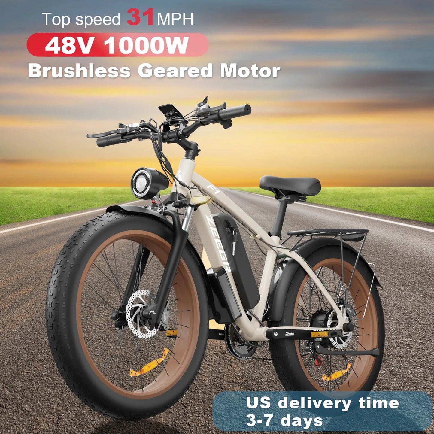 l000w Electric Bike  Fat Tire  48v16ah Lithium Battery