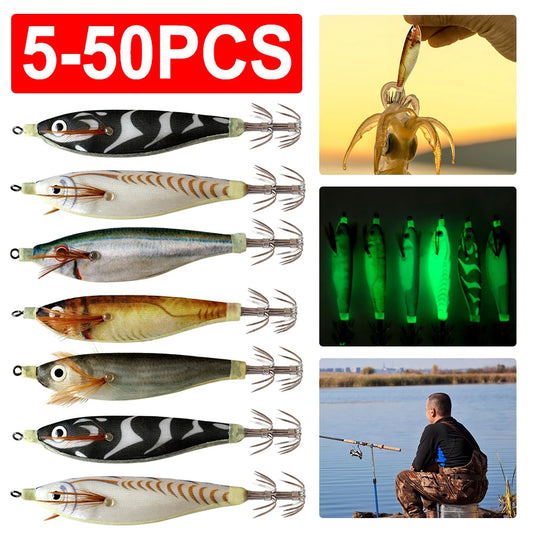 5-50PCS Luminous Squid Jig