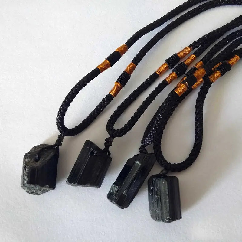 Rough Natural Black Tourmaline Pendant