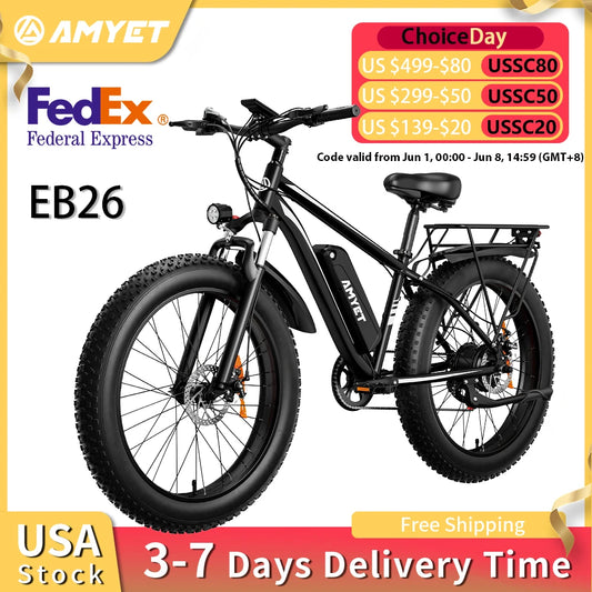 Electric Bike 1000W 48V 15AH  26"Fat Tire 31mph