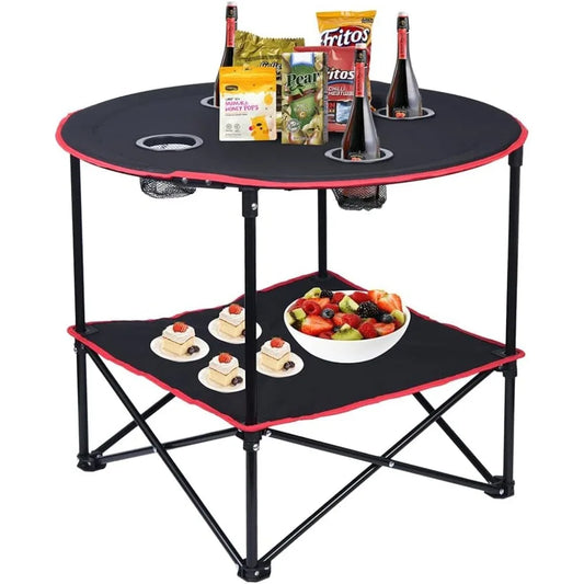 Folding Picnic Table with 4 Cup Holders