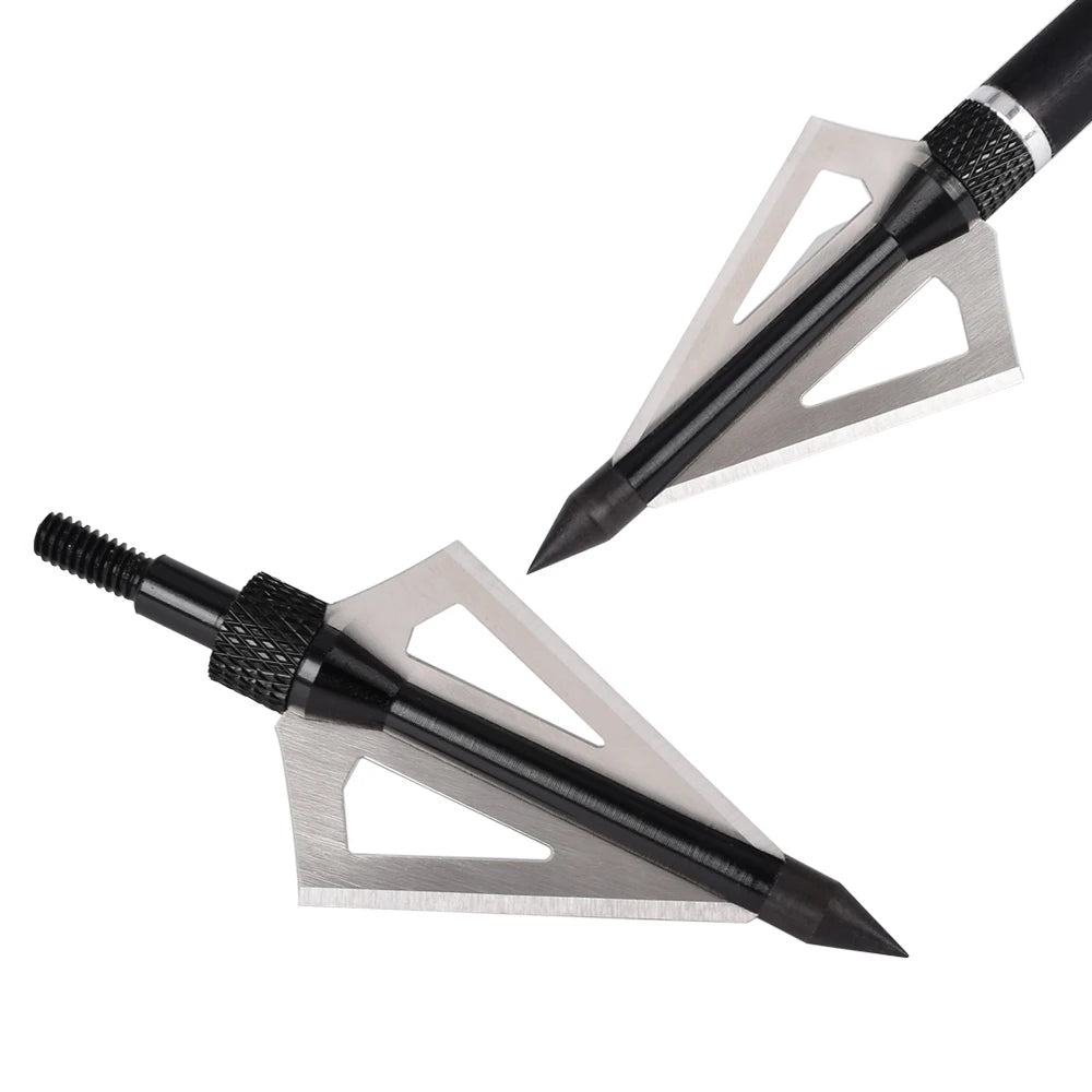 12Pcs 100 Grain Broadhead Black 3 Blades