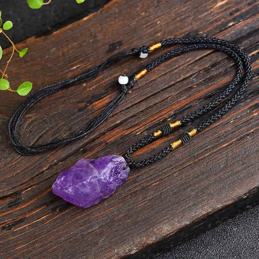 Rough Natural Purple Amethyst Necklace