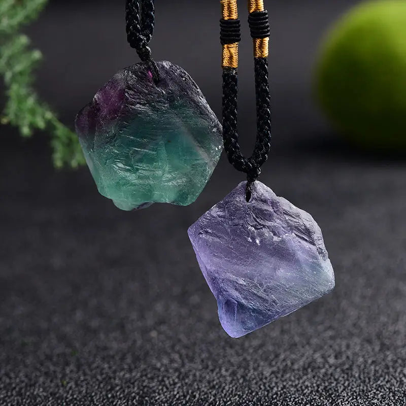 Rough Natural Rainbow Fluorite Pendant