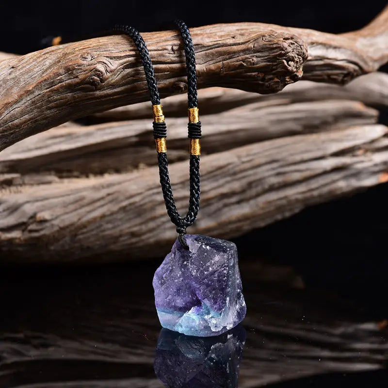 Rough Natural Rainbow Fluorite Pendant