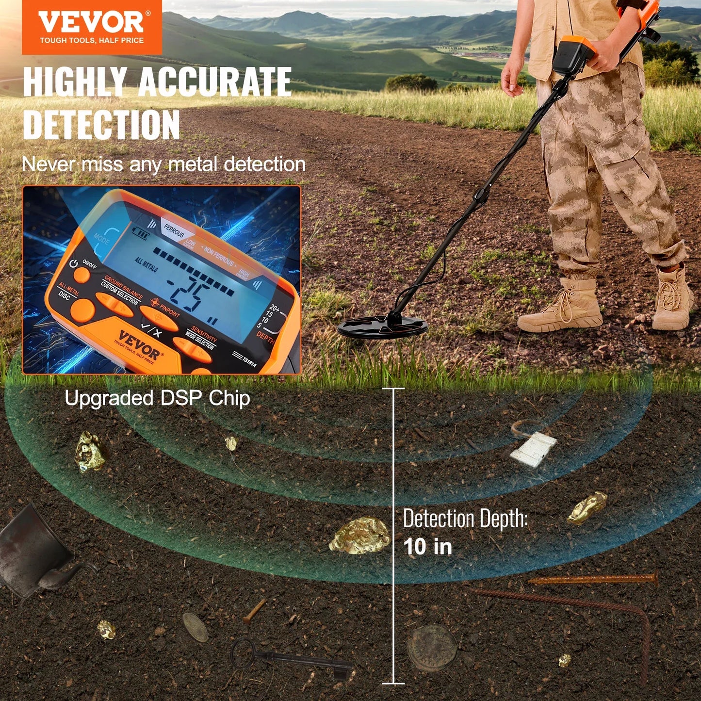 Metal Detector with LCD Display 7 Modes