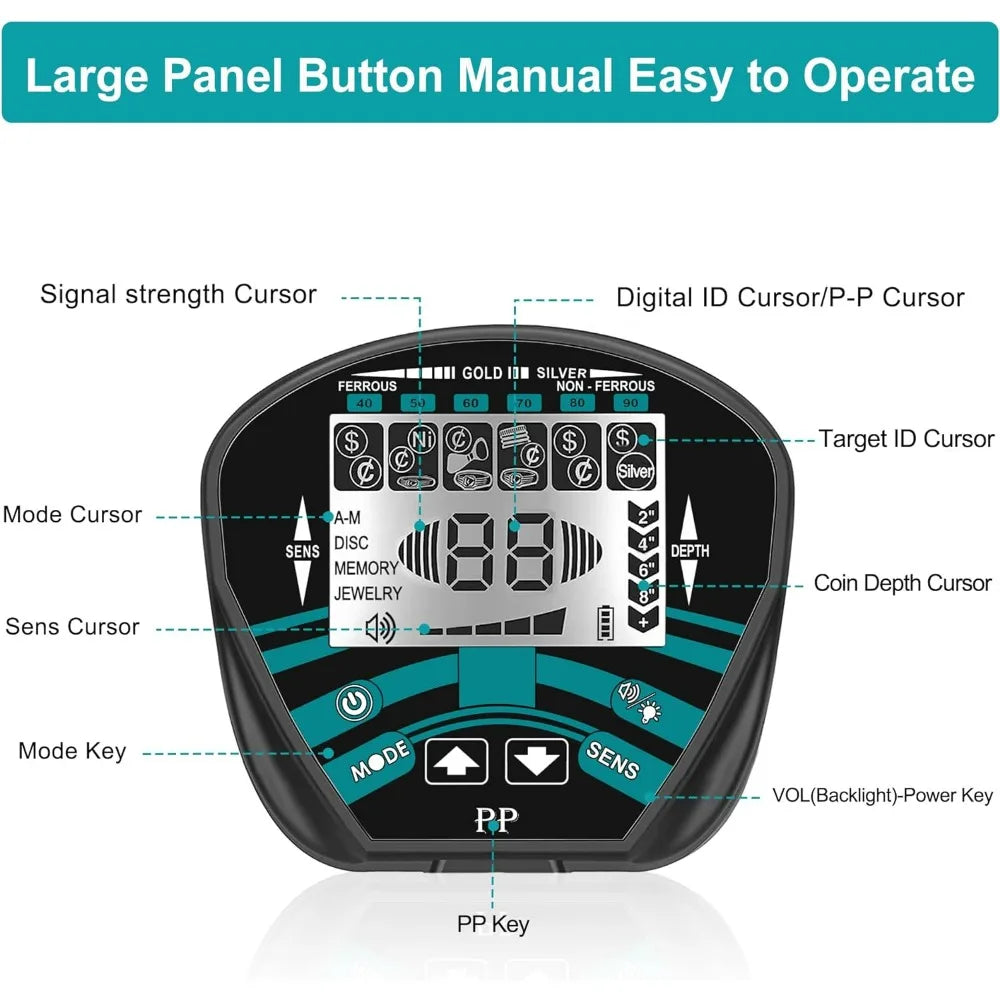 Metal Detector, 5 Modes  Waterproof, Higher Accuracy